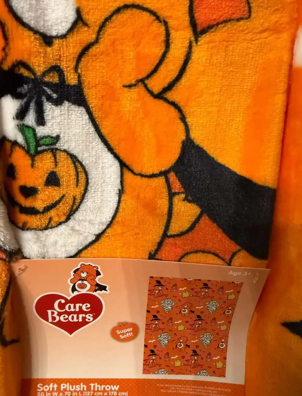 Care Bears Halloween Soft Plush Throw Blanket 50 in x 70 in Pumpkin Witch